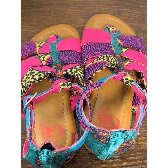 GB Girls Kids Jaxxy Strappy Flat Sandals Pink Back Zip Size 11M - Picture 5 of 7